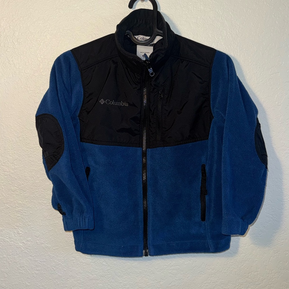 Columbia Boys Blue Fleece Zip Front Warm Jacket Size 6/7 Gently Used